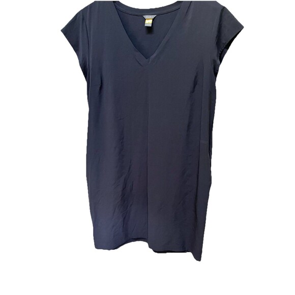 Eddie Bauer Departure Short Sleeve Dress Solid Black Travel Sz Large Stretch - Picture 1 of 6